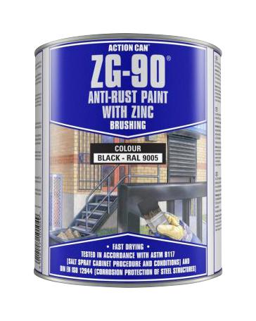 Action Can Zg-90 Black, 900Ml Anti-Rust Paint, Tin, Black, 900Ml