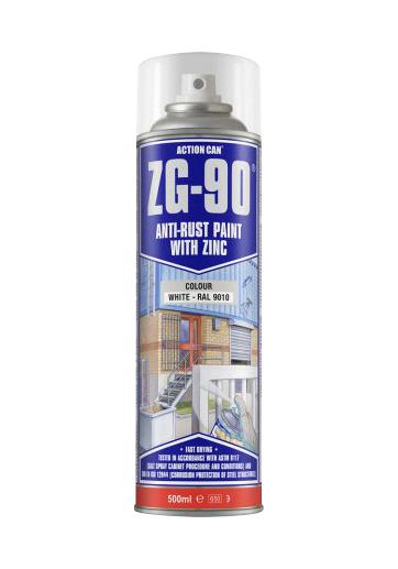 Action Can Zg-90 White, 500Ml Anti-Rust Paint, Aerosol, White, 500Ml