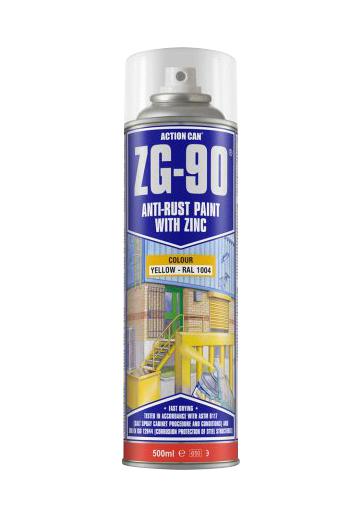 Action Can Zg-90 Yellow, 500Ml Anti-Rust Paint, Aerosol, Yellow, 500Ml