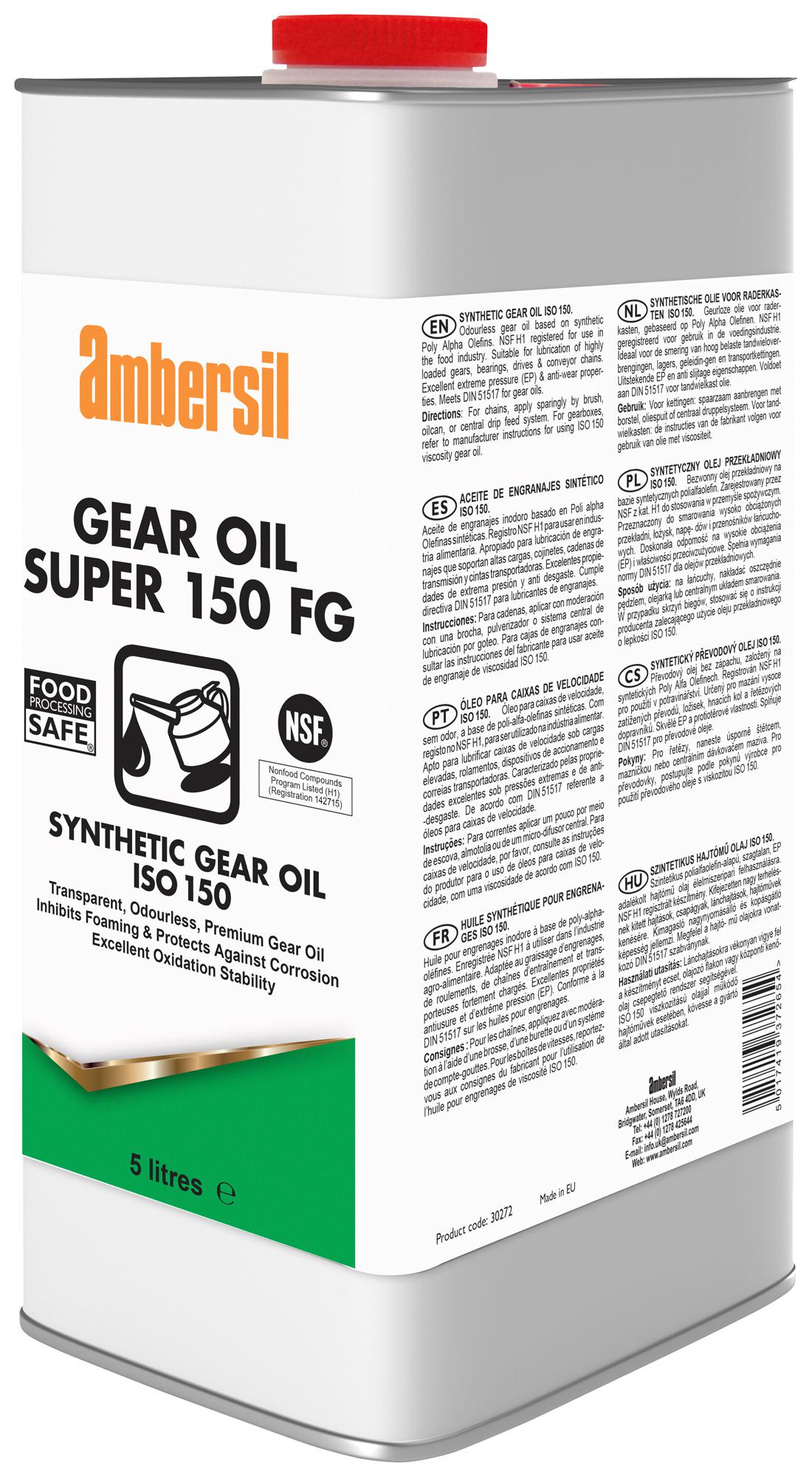 Ambersil Gear Oil Super 150 Fg   , 5Ltr Lubricant, Can, 5L