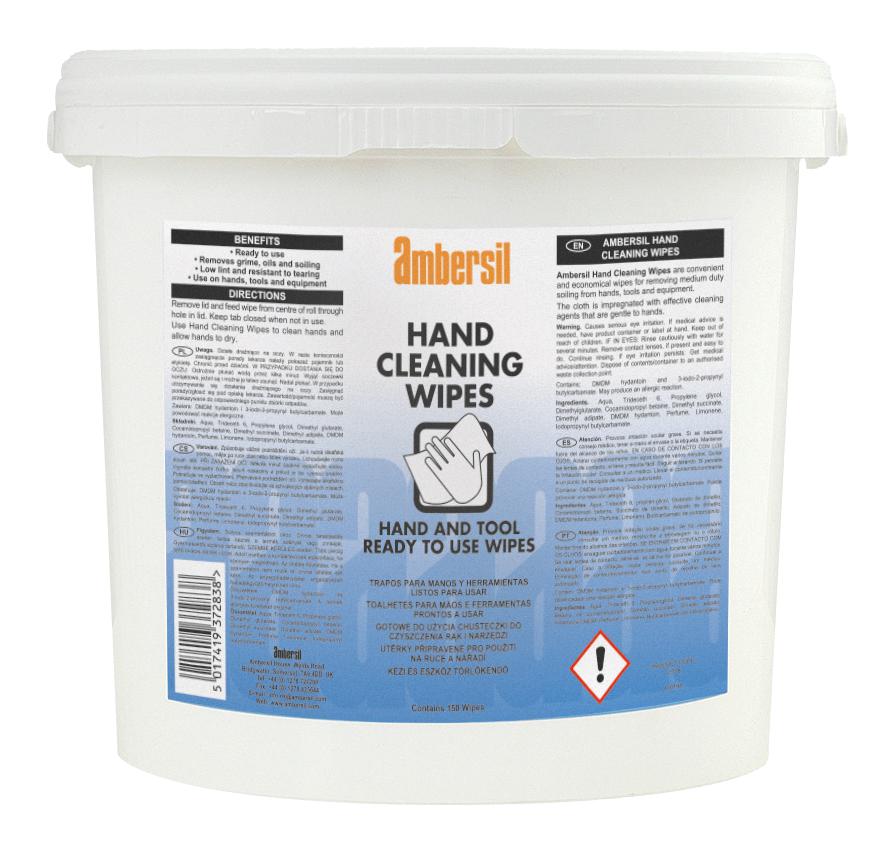 Ambersil Hand Cleaning Wipes, 150/tub Hand Cleaning Wipes, Cloth