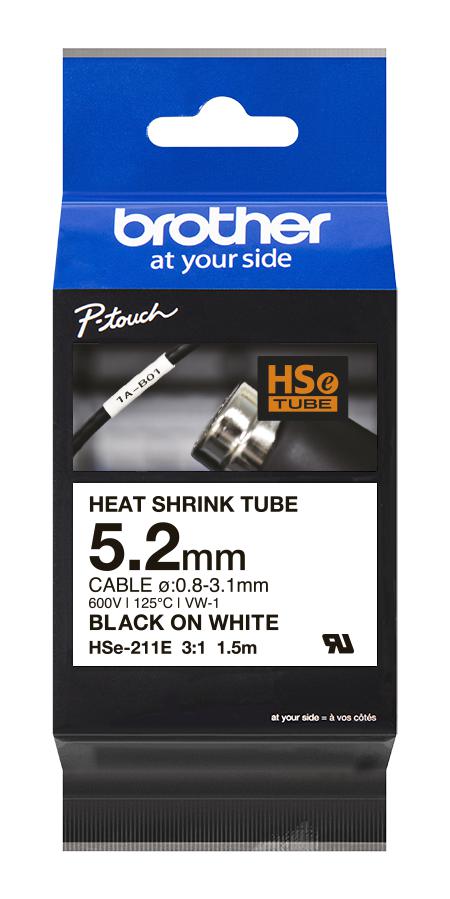 Brother Hse211E Wire Marker, Blk On Wht, 1.5Mx5.2Mm