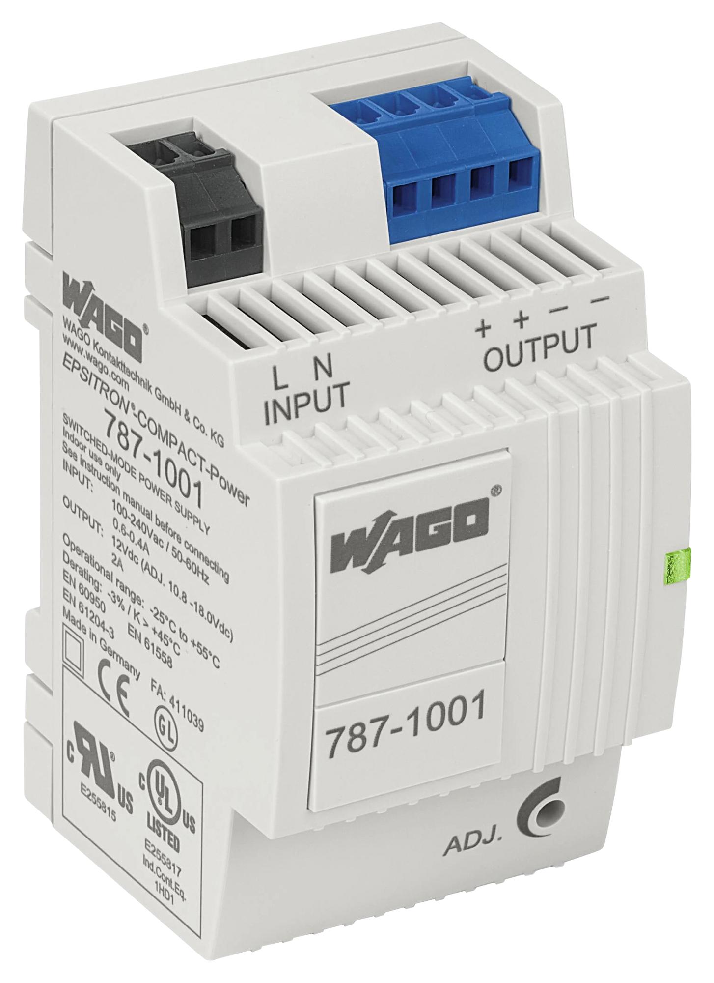 Wago 787-1001 Power Supply, Ac-Dc, 12V, 2A