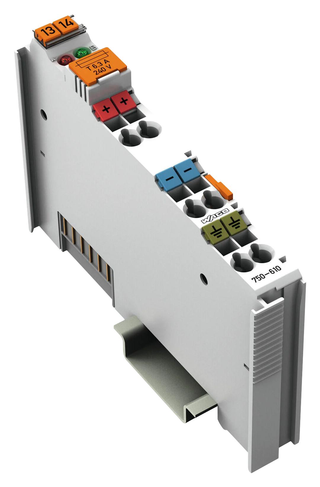 Wago 750-610 Power Supply Module, Din Rail, 0.005A