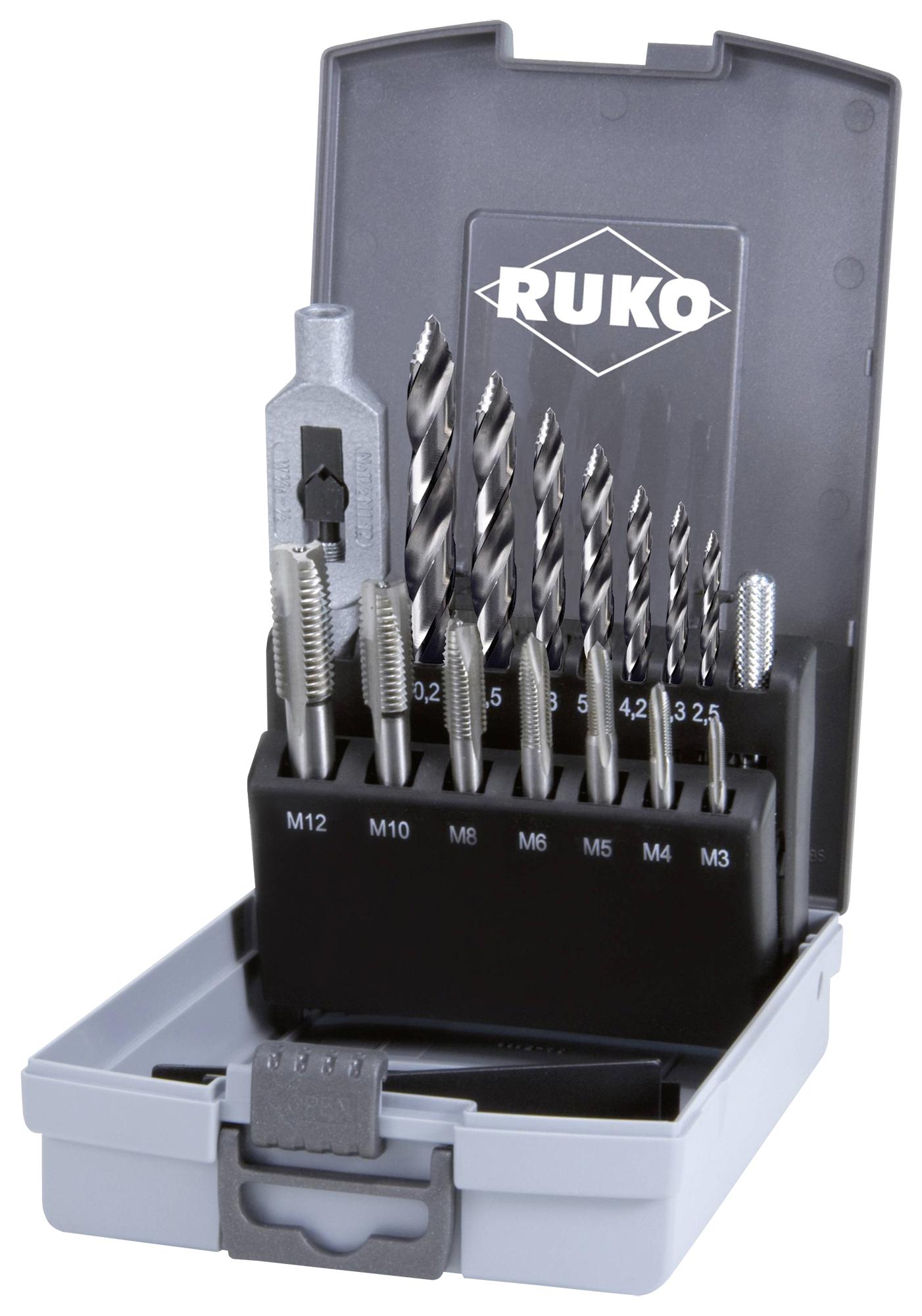 Ruko 259004Ro Single Cut Tap & Twist Drill Set W/case