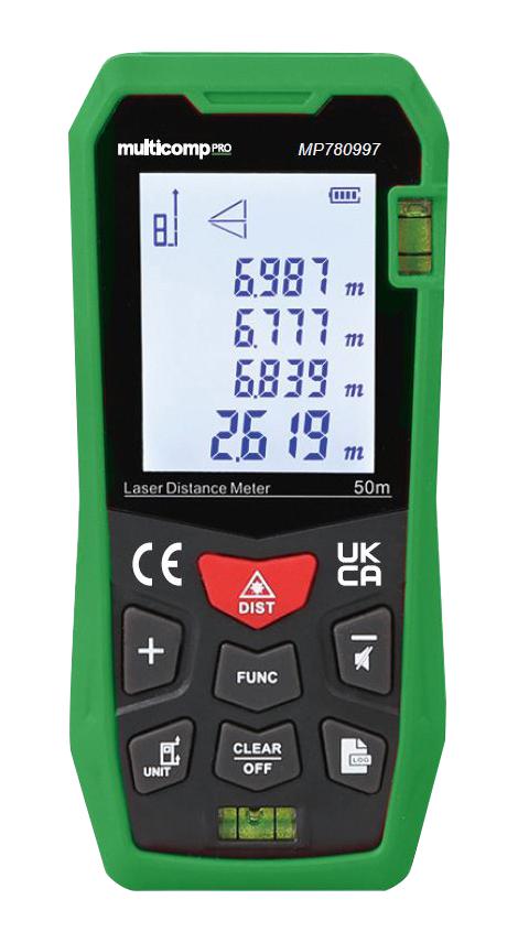 Multicomp Pro Mp780997 Laser Distance Meter, 50M, Lcd, 2Xaaa