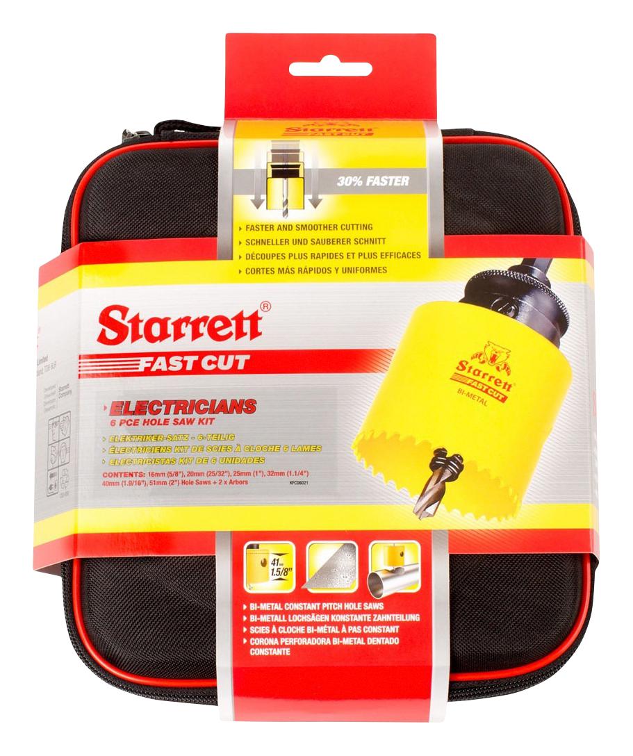 Starrett Kfc06021 Hole Saw Kit W/arbor, Hss, Yellow