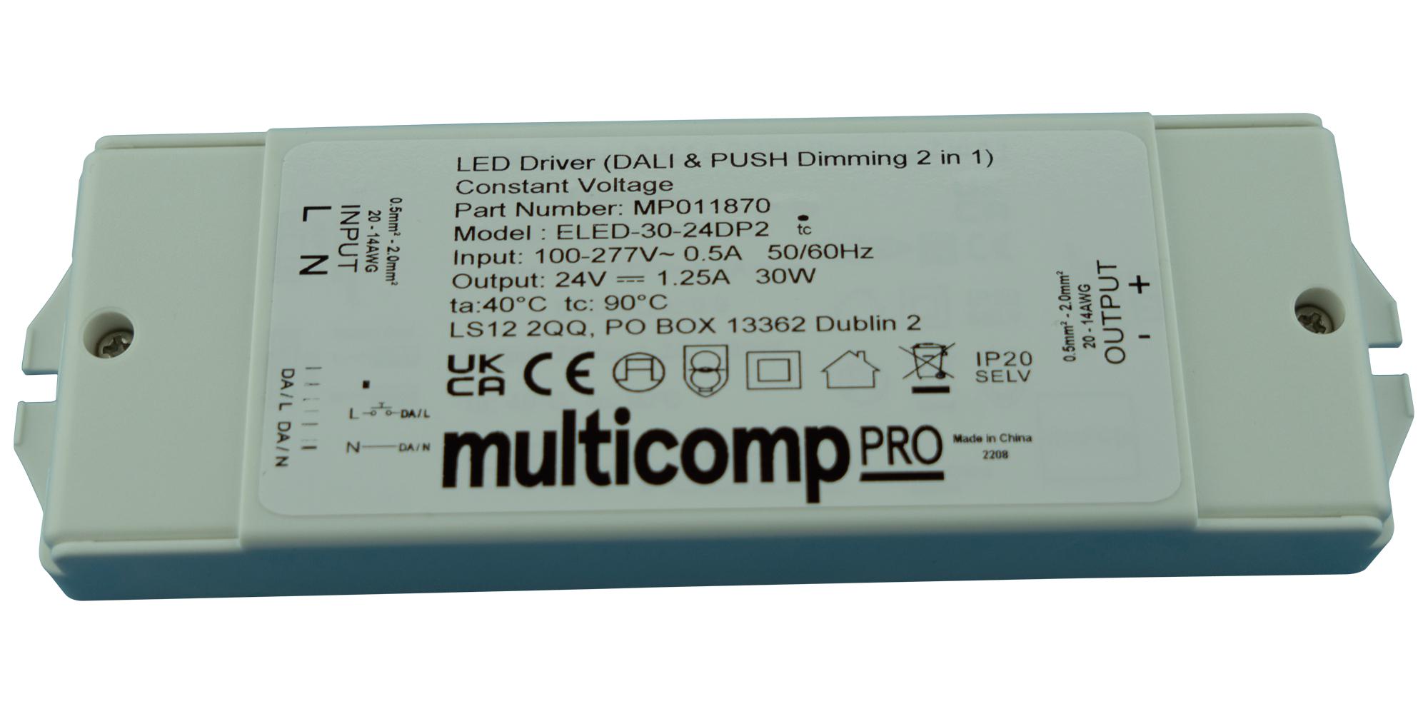 Multicomp Pro Mp011870 Led Driver, Constant Voltage, 30W