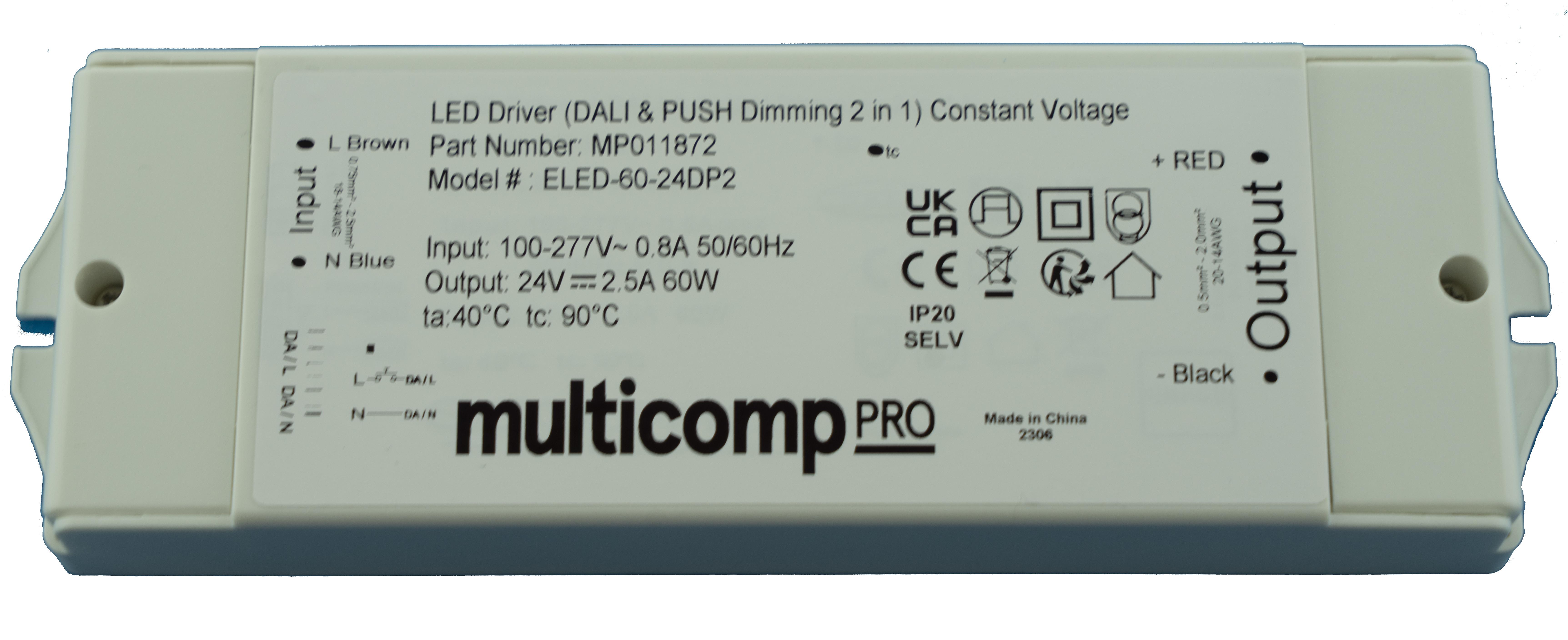 Multicomp Pro Mp011871 Led Driver, Constant Voltage, 60W