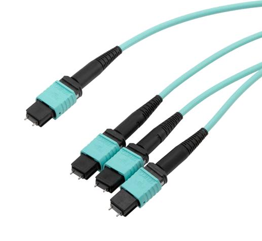 L-Com Mpm24-Mpm308Om3R-1 Fo Cable, Mpo-3X Mpo Plug, Mm, 1M