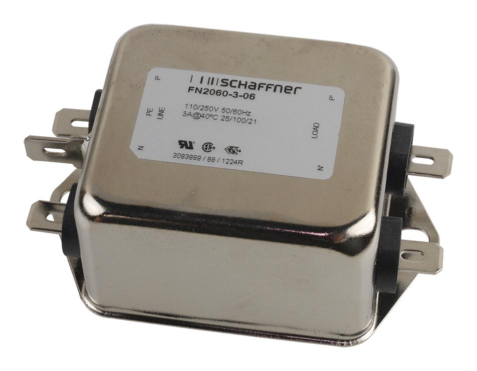 Schaffner - Te Connectivity Fn2060B1006 Power Line Filter, 1-Ph, 10A, 250Vac