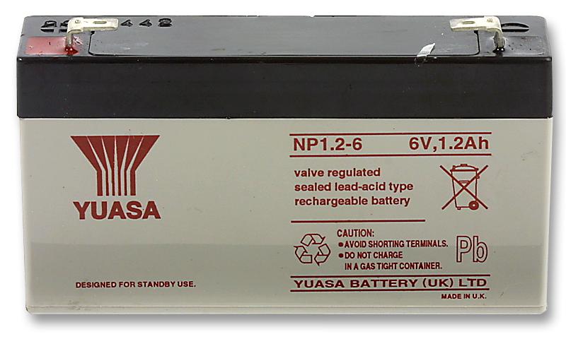 Yuasa Np1.2-6 Battery,lead Acid,1.2Ah,6V