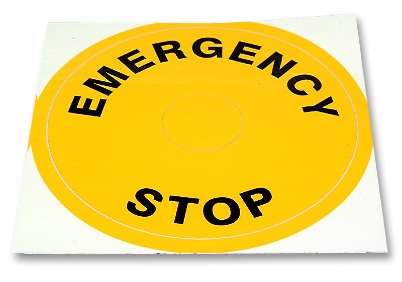 Apem A01Yl1 Label, Emergency Stop