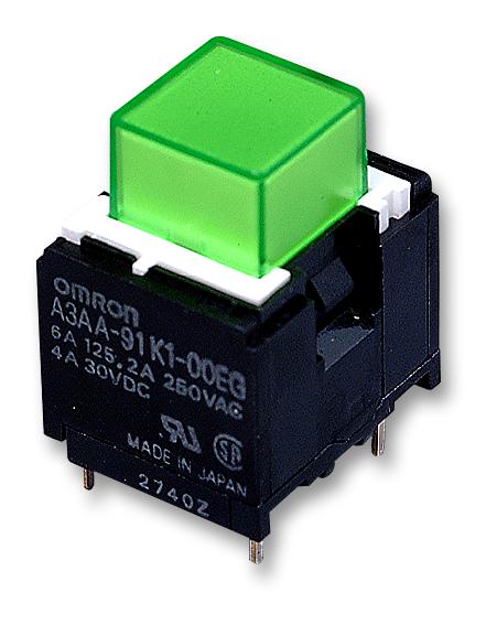 Omron Industrial Automation A3Aa-91L1-00Eg Switch, Spst, Latching, Green