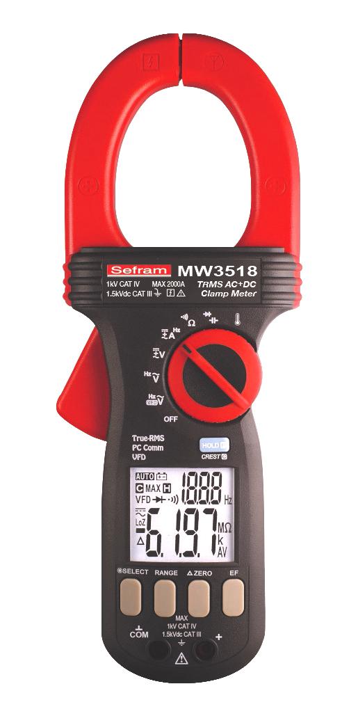 Sefram Mw3518 Clamp Meter, True Rms, 1Kv, 2Ka