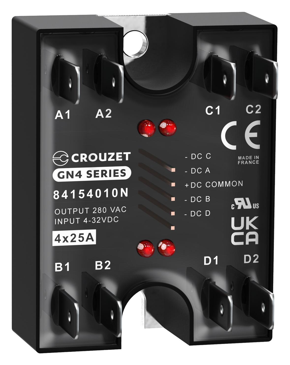 Crouzet 84154010N Solid State Relay, 25A, 4-32Vdc, Panel