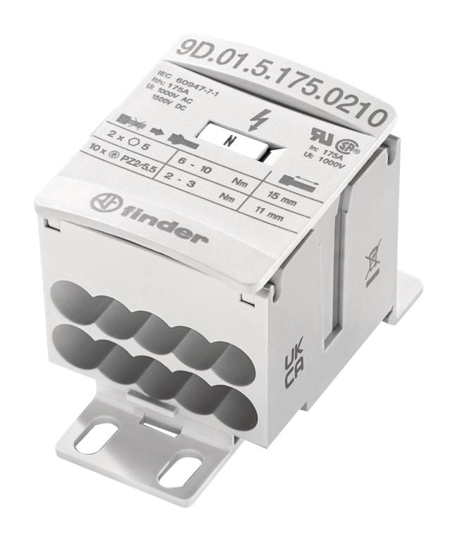 Finder 9D.01.5.175.0210 Pwr Distribution Block, 175A, 1.5Kv