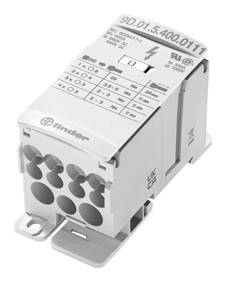 Finder 9D.01.5.400.0111 Pwr Distribution Block, 400A, 1.5Kv