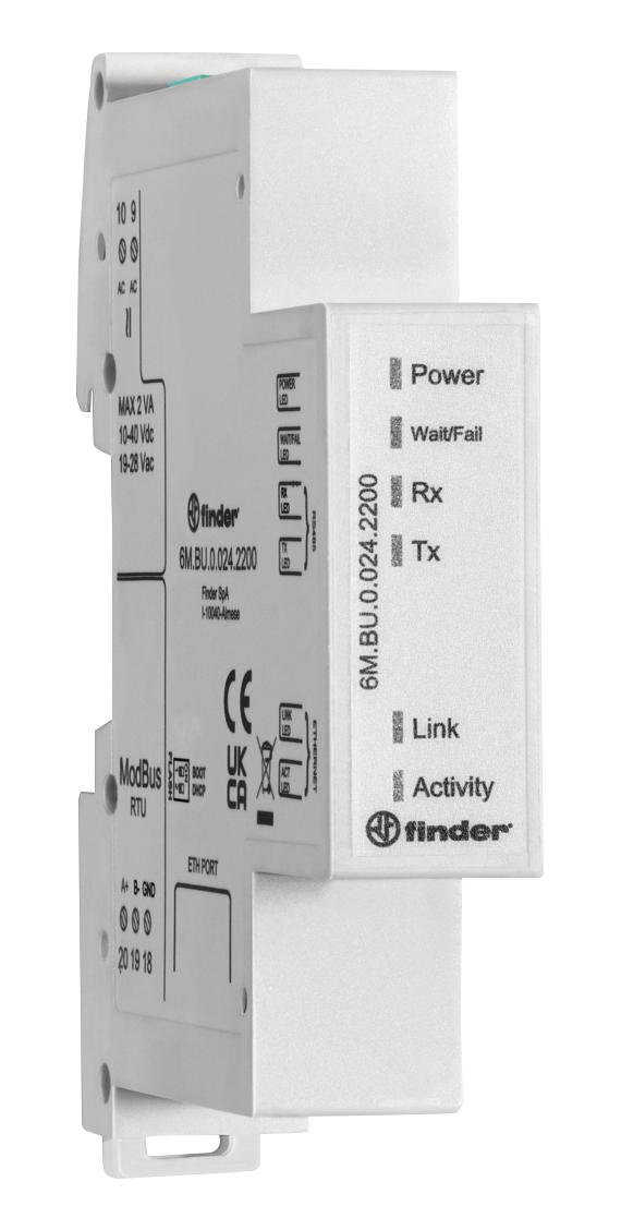 Finder 6M.bu.0.024.2200 Modbus Tcp/ip-Rs485 Gateway, 10Client