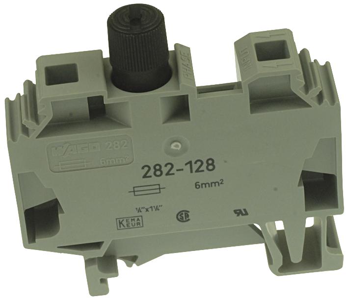 Wago 282-128 Terminal Block, Fuse, 2Pos, 24-10Awg