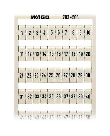 Wago 793-566 Marking Card, 1-50, Black On White