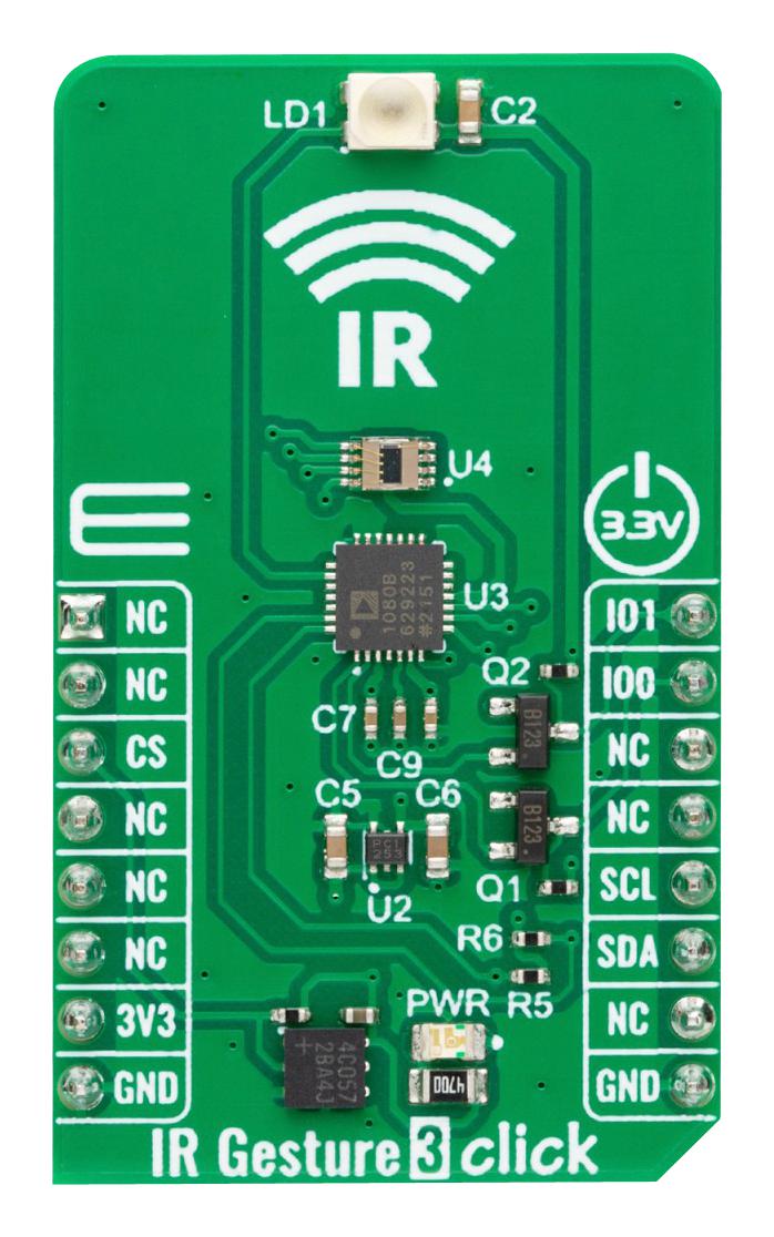 Mikroelektronika Mikroe-5742 Ir Gesture 3 Click Add-On Board, 3.3V