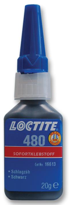 Loctite 480, 20G Adhesive, 20G, Bottle, Black