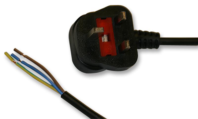 Pro Elec Pe01020 Lead Uk Plug-Bare End 13A 2M Blk