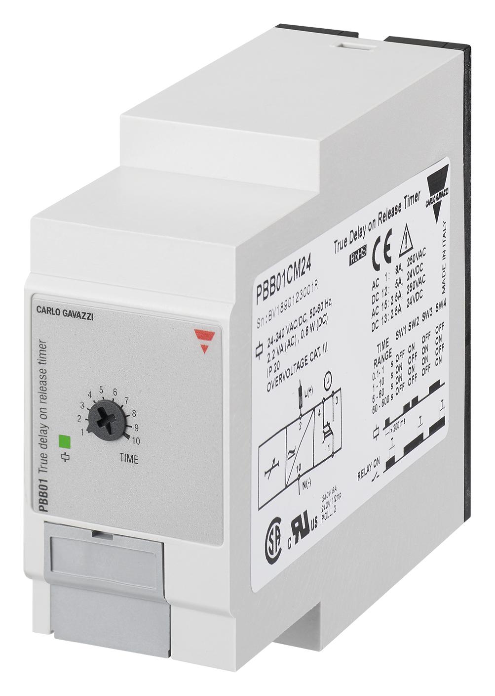 Carlo Gavazzi Pbb01Dm24 Analogue Timer Controller, 0.1-600S, 8A