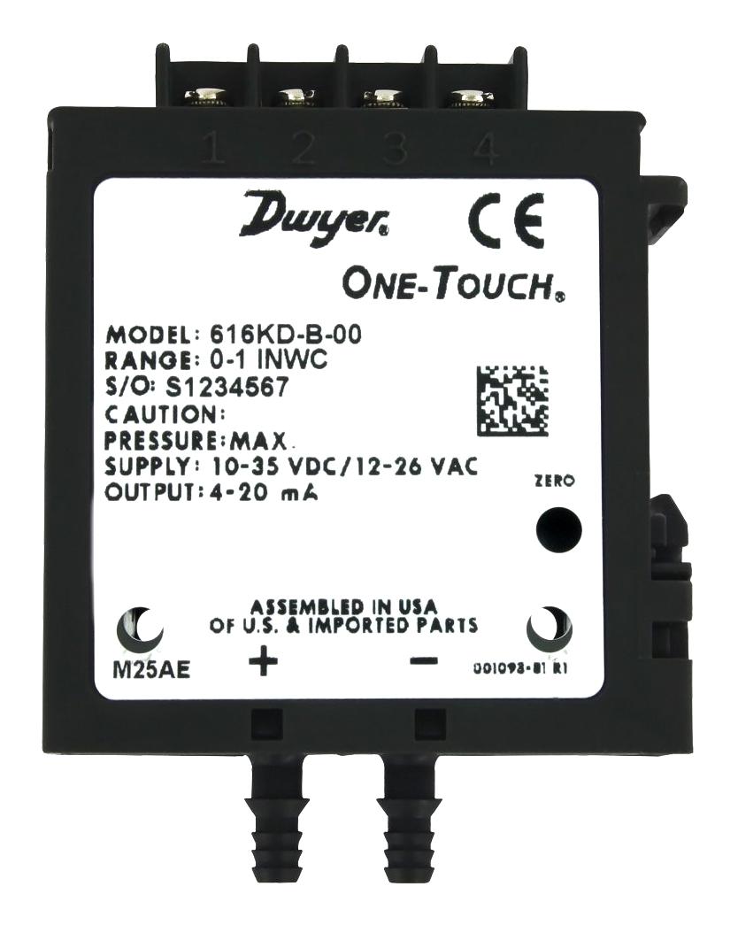 Dwyer 616Kd-04-V Pressure Transmitter, Diff, 10Inch-H2O