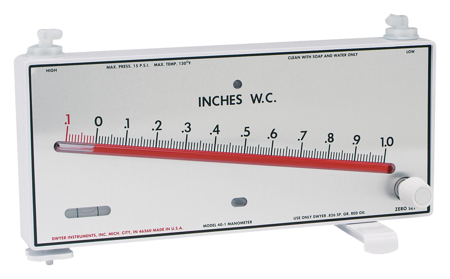 Dwyer Mark Ii 40-250Pa-Av Molded Plastic Manometer,range 0-260 Pa