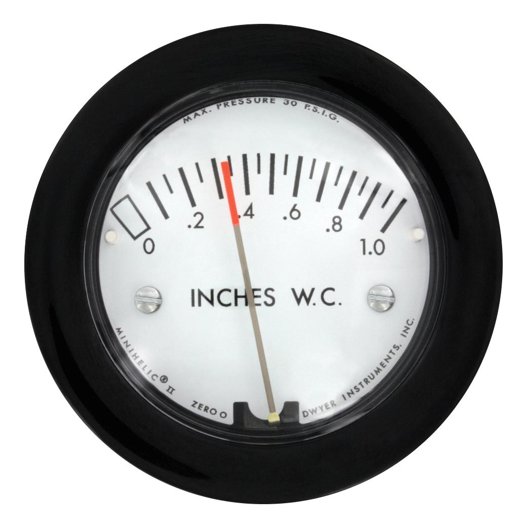 Dwyer 2-5000-250Pa Pressure Gauge, 250Pa, 48.9Deg C