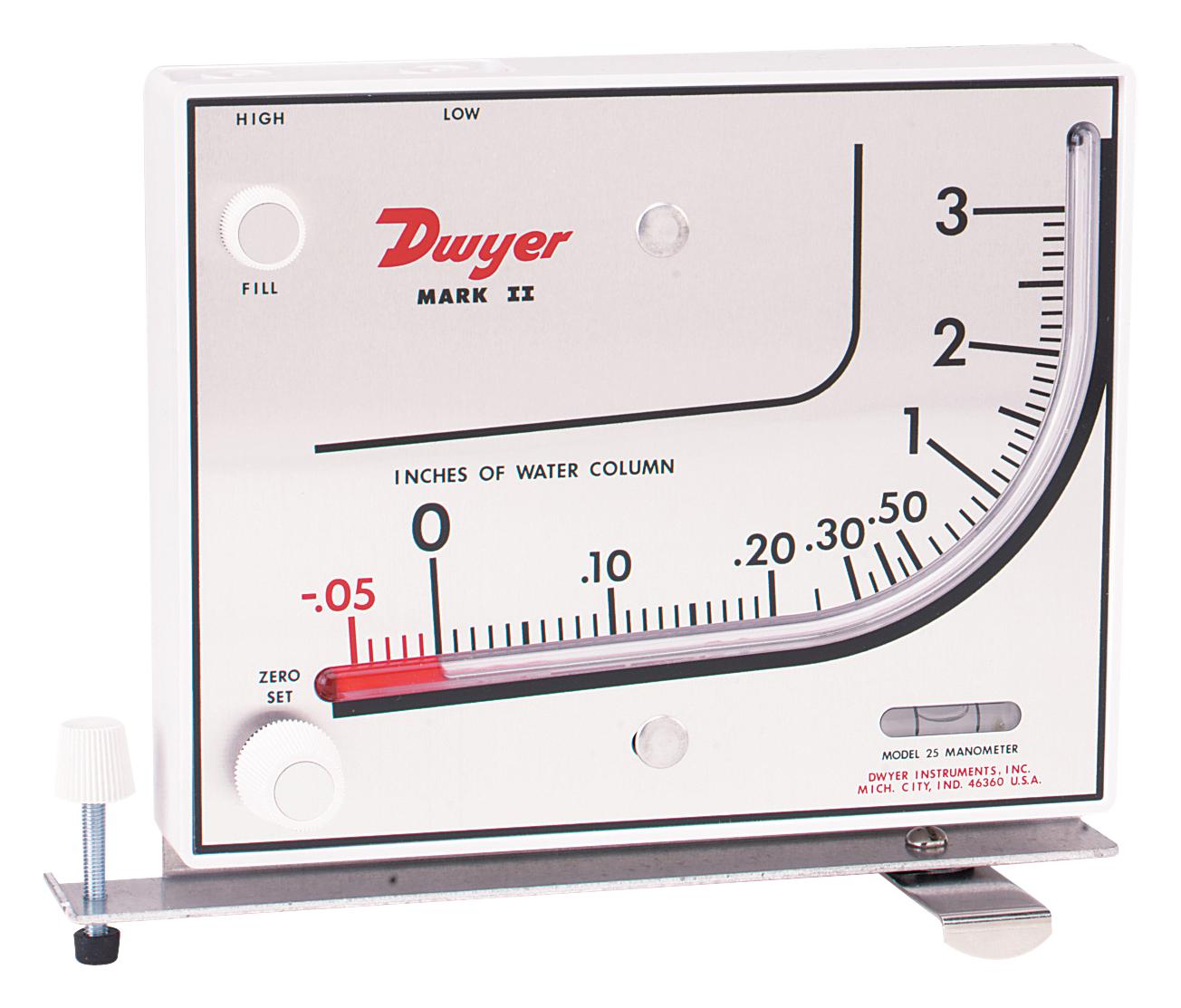 Dwyer Mark Ii 25 Manometer, Inclined-Vertical, 3Inch-H2O