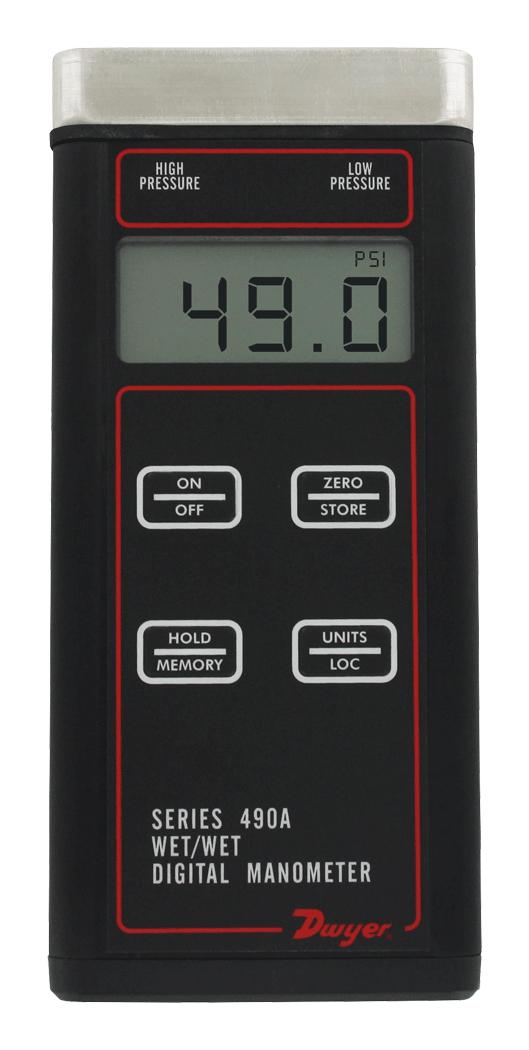 Dwyer 490A-1 Pressure Manometer, 0 To 15Psi, 0.5%