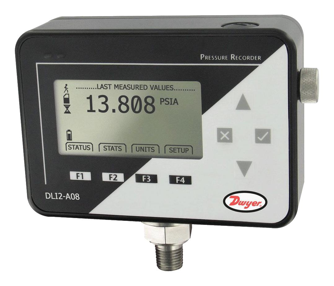 Dwyer Dli2-G08 Pressure Data Logger, Lcd, 0-30Psig