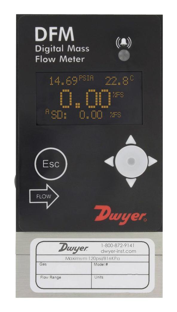 Dwyer Dfm-37010-V-Ala2 Digital Flow Meter,0-1000 Mlmin With Le