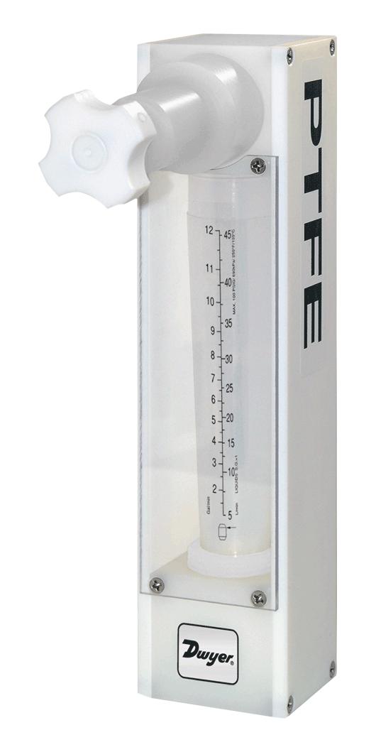 Dwyer Tva1113 All Fluoropolymer Flowmeter, 75 Mm Scal