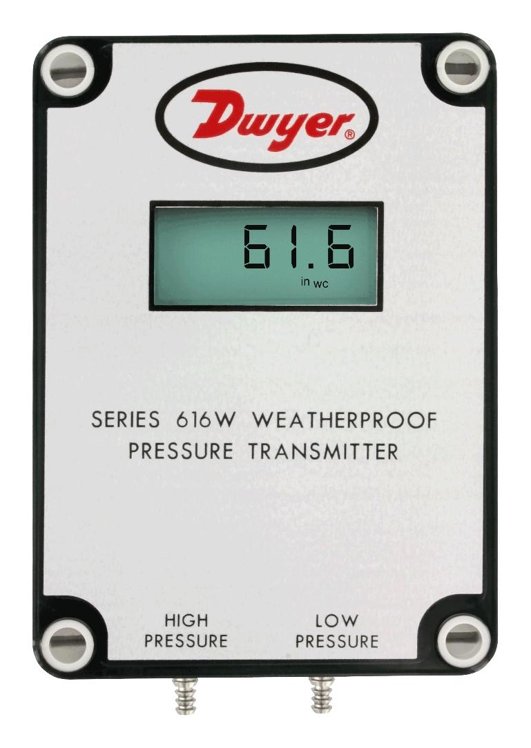 Dwyer 616W-2-Lcd Pressure Transmitter, Diff, 6Inch-H2O