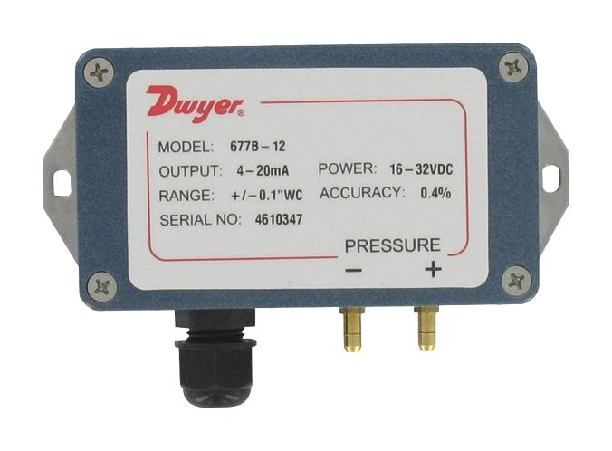 Dwyer 677B-05 Pressure Transducer, Diff, 2.5Inch-H2O