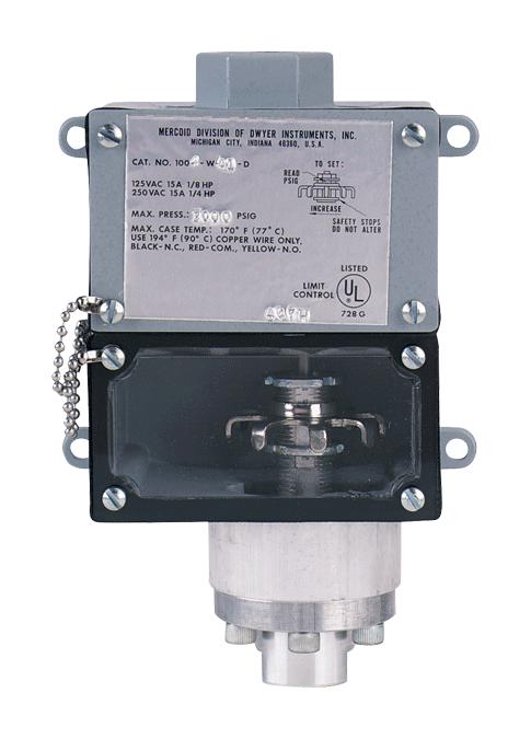 Dwyer 1004W-A1-D Weatherproof Pressure Switch,adj. Range