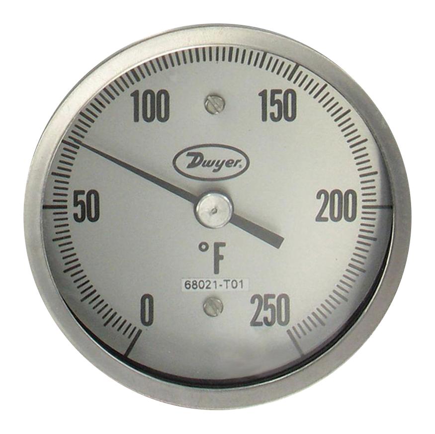 Dwyer Bt15S34551 Sanitary Bimetal Thermometer, 0-250Deg F