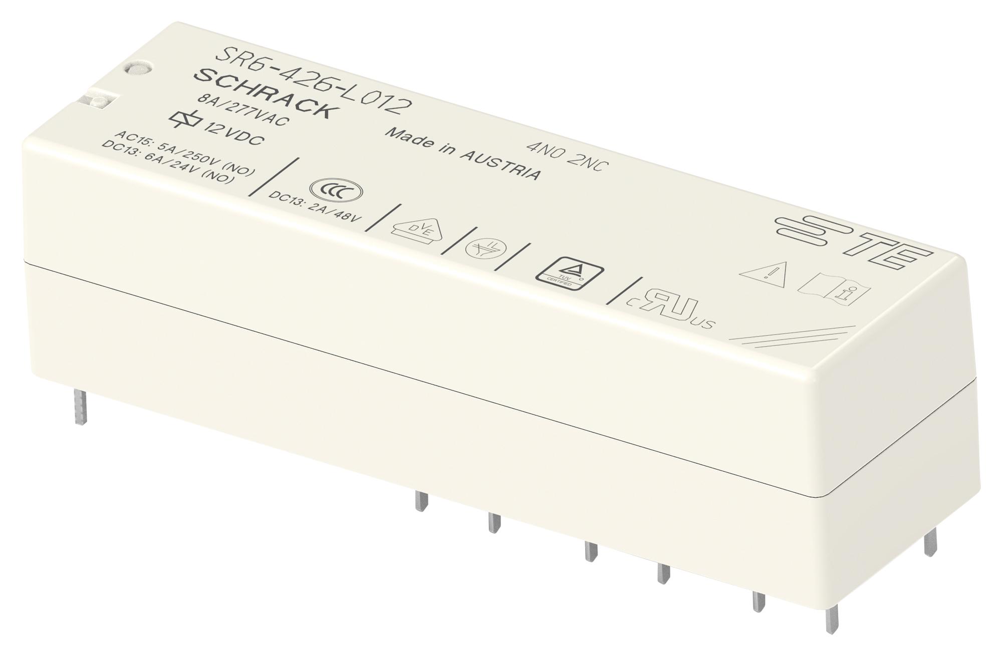 Schrack - Te Connectivity 2-1558737-4 Power Relay, 4Pst-No/dpst-Nc, 8A/12V, Th