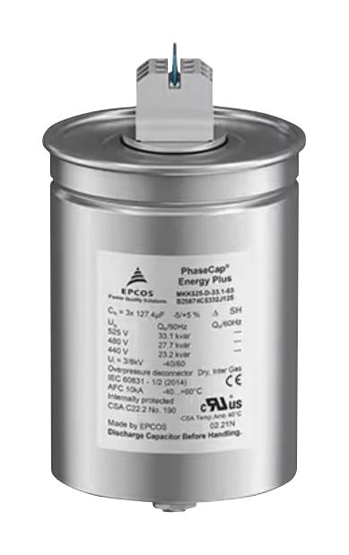 Epcos B25675C4102J480 Cap, Film, Pp, 47.9Uf, 480Vac, Can