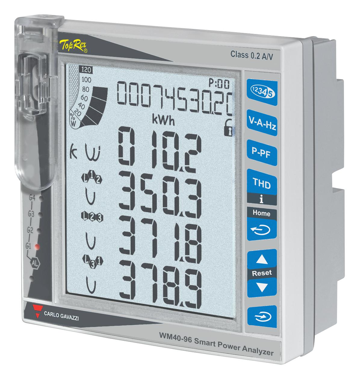 Carlo Gavazzi Wm40Av53H. Power Analyzer, 3Ph, Ip20/ip65, Panel