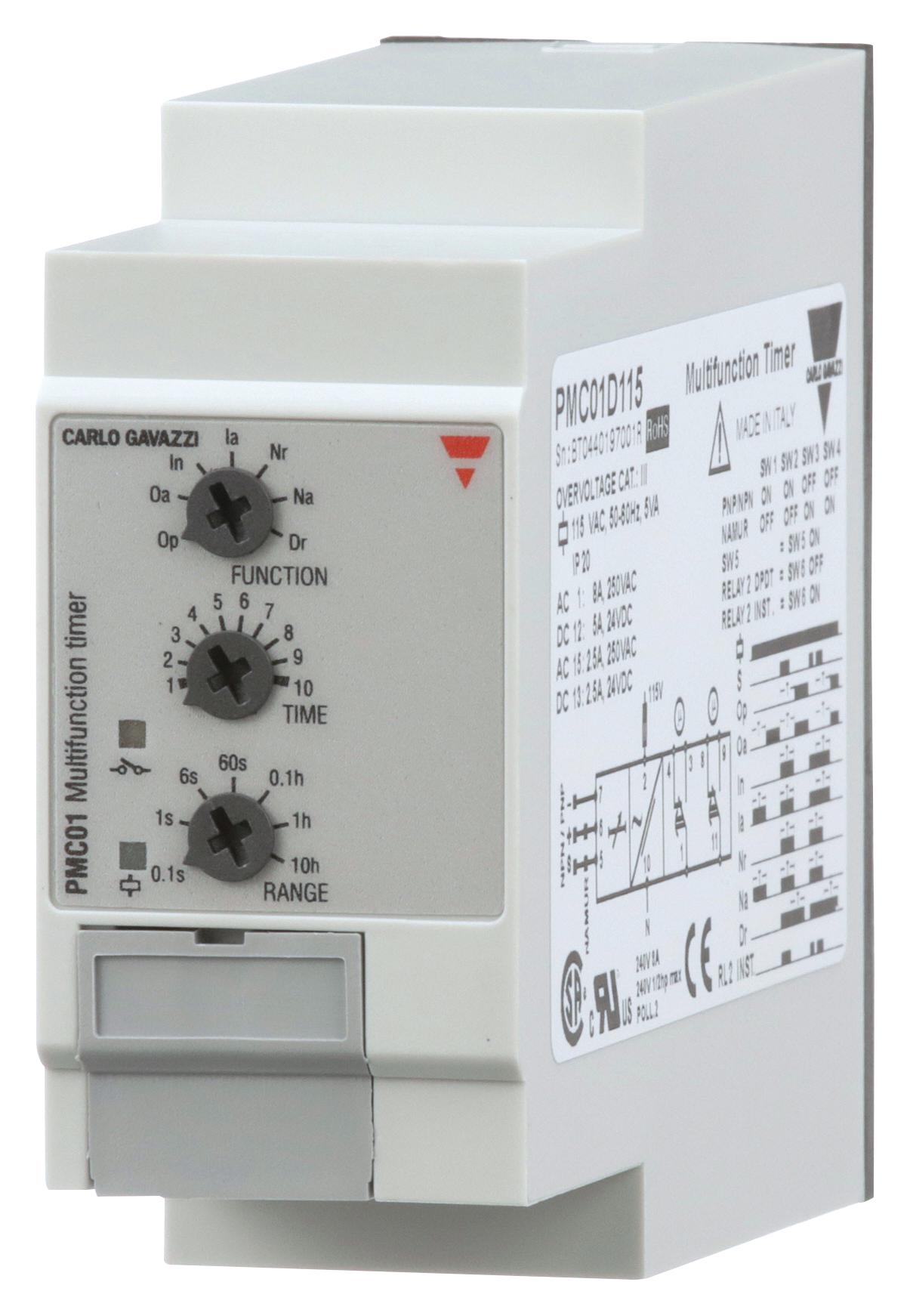 Carlo Gavazzi Pmc01C115. Timer, Spdt, Multifunction, 0.1S-100H