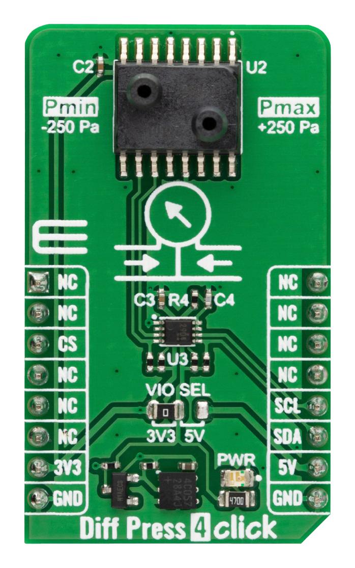 Mikroelektronika Mikroe-5868 Diff Press 4 Click Add-On Board, I2C