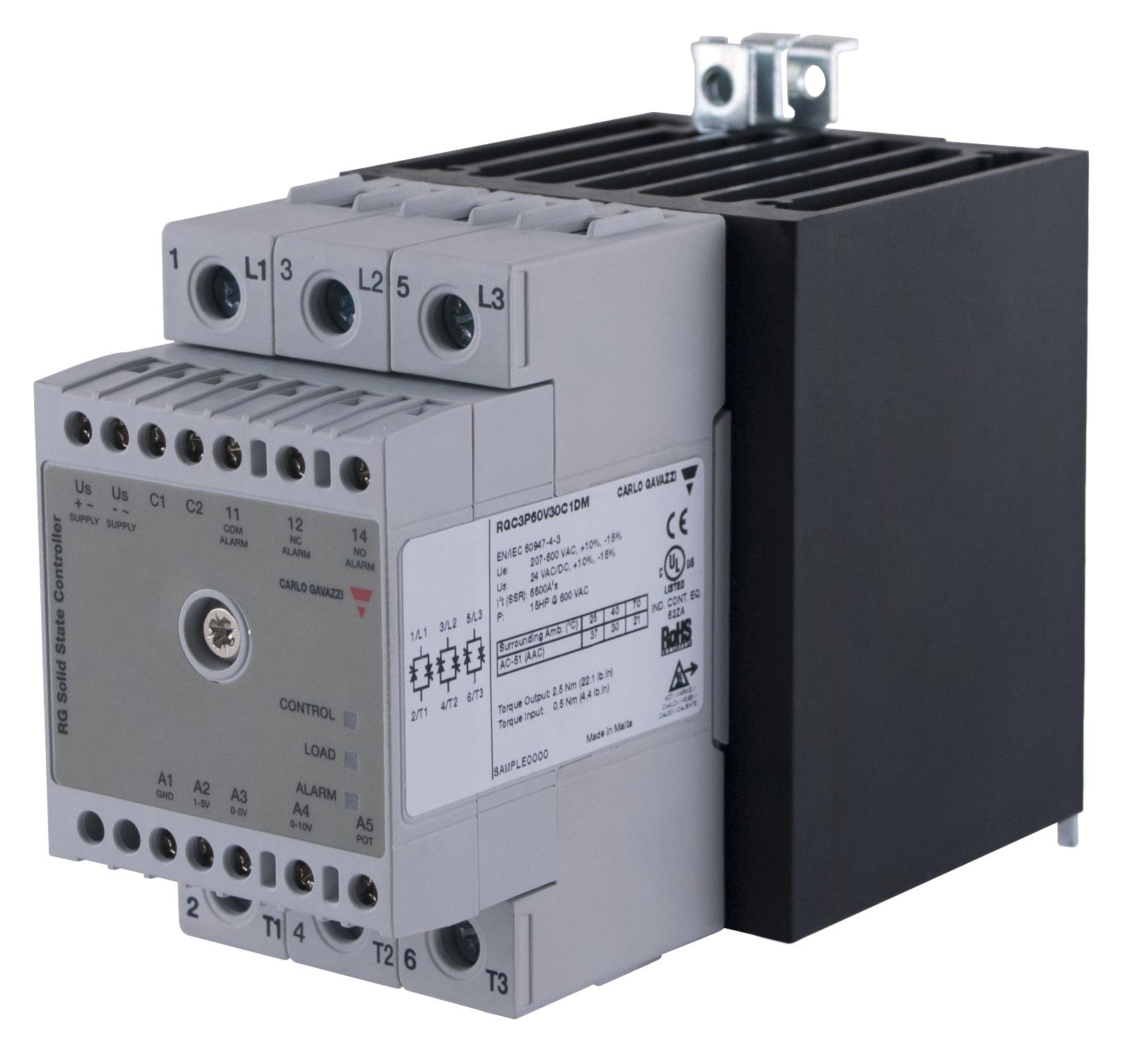 Carlo Gavazzi Rgc2P60V40C1Dm Solid State Contactor, 40A, 0 To 10Vdc