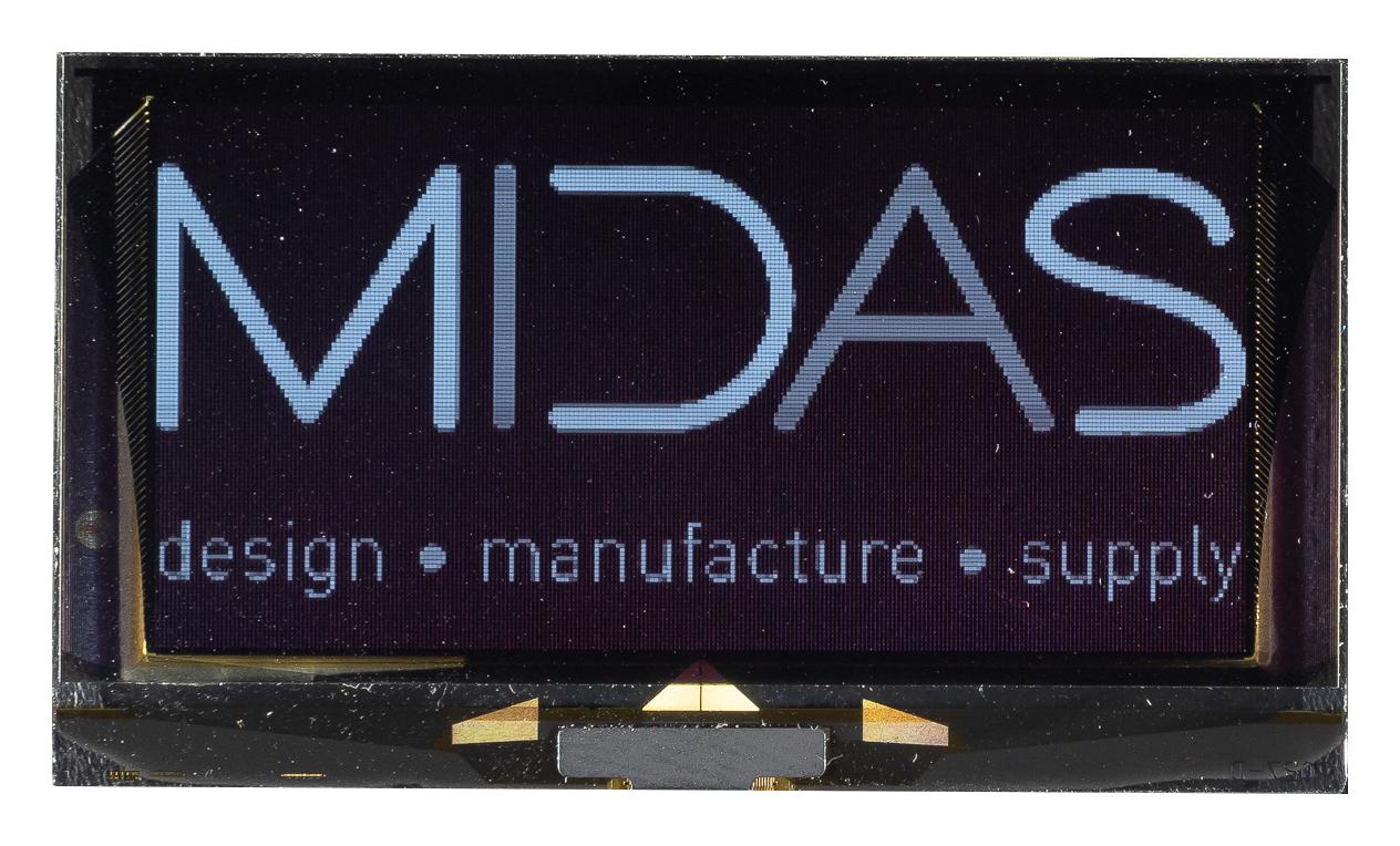 Midas Displays Mdog256128Av-Wm Oled Module, 256 X 128P, Cog, 3V