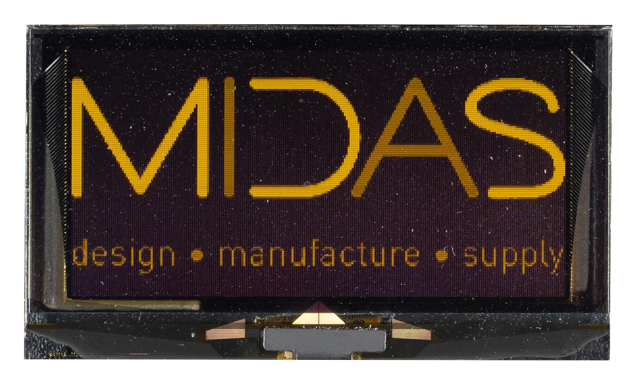 Midas Displays Mdog256128Av-Ym Oled Module, 256 X 128P, Cog, 3V