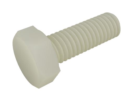 Tr Fastenings Rp0000381165 Screw, Hex Head, M6X1, 10Mm, Nylon 6.6